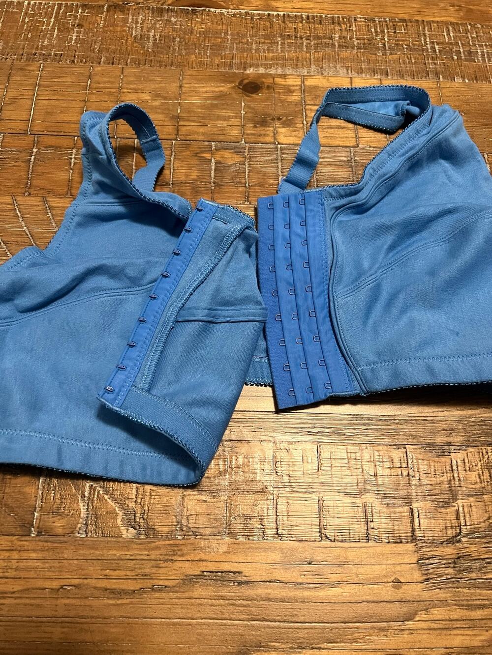 Comfort Choice Blue Cotton Front-Closure Wireless Bra Soft Knit Finish 44G